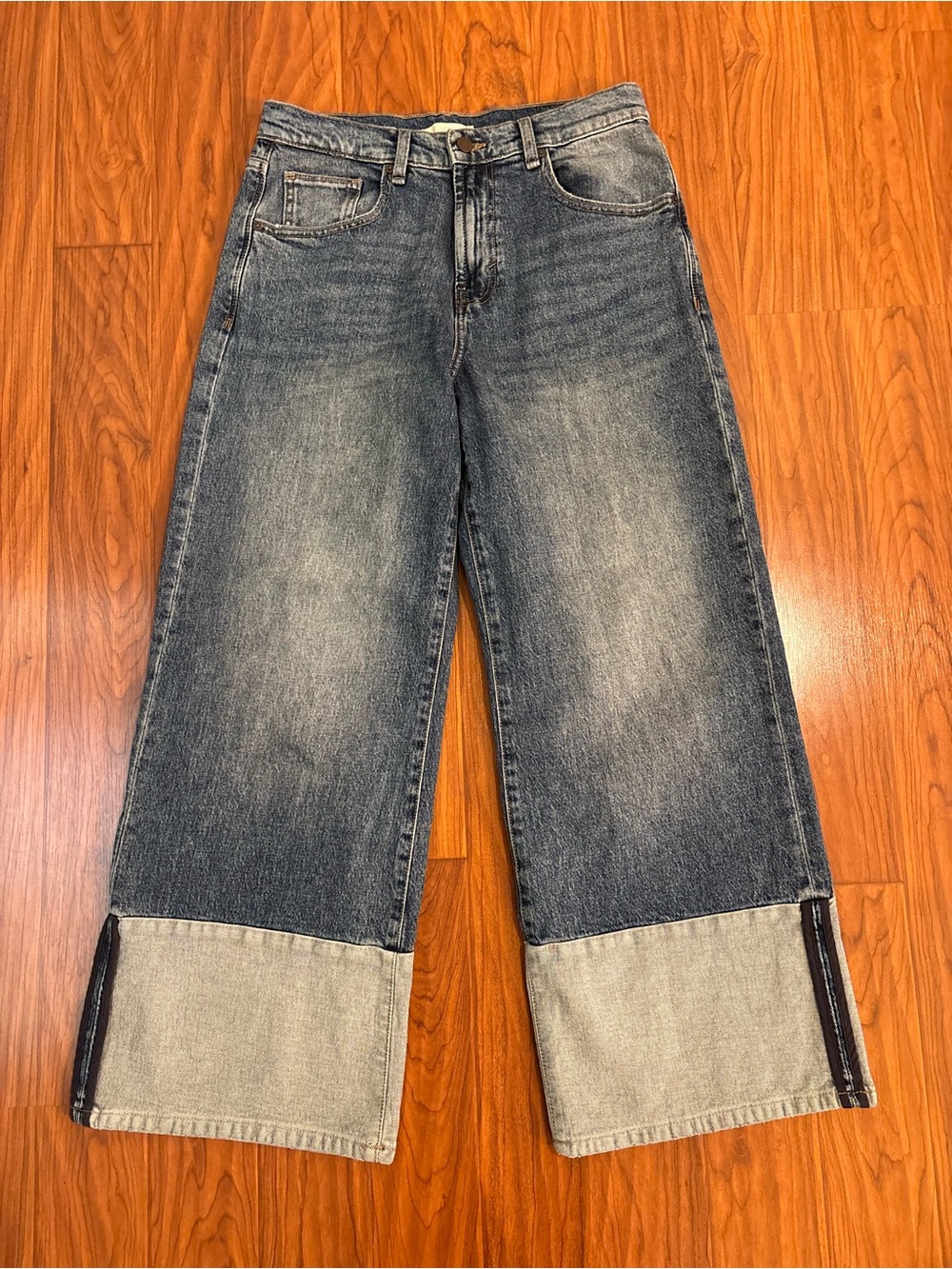 Habitual Contrast Hem Wide Leg Jeans Womens 8/29